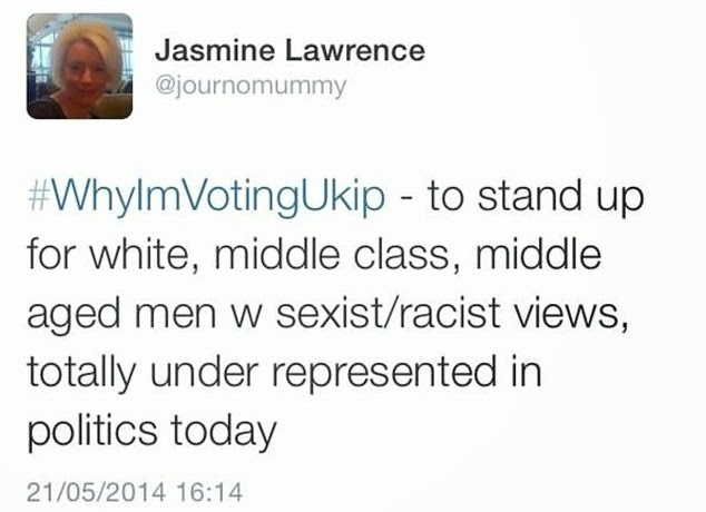 Jasmine Lawrence BBC UKIP bias tweet