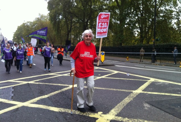 TUC Britain Needs A Pay Rise demonstration Anti Capitalist Protester SPS