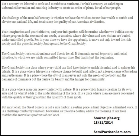 Lyndon Johnson LBJ Great Society speech University Michigan 1964