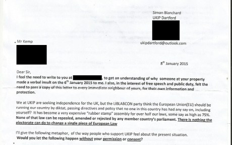 UKIP obsessive letter