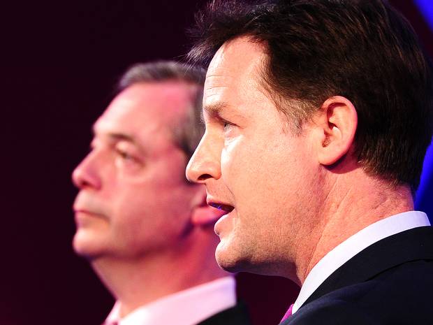 Nigel Farage Nick Clegg UKIP LibDem Coalition