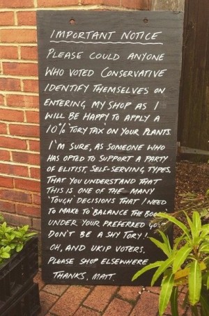 Matt Woodruff - Garden Centre - Conservatives - Anti Tory - Blackboard