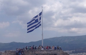 Greek Flag - EU - Euro Crisis - Acropolis