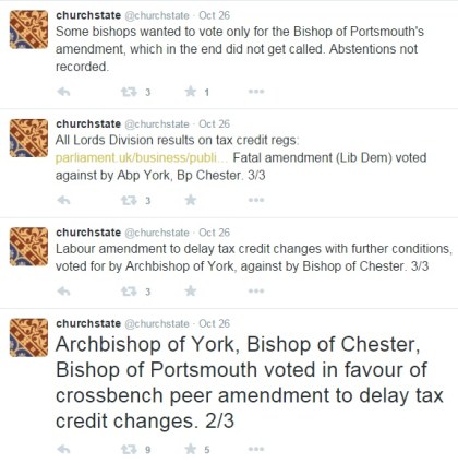 Church of England - Tax Credit Meddling
