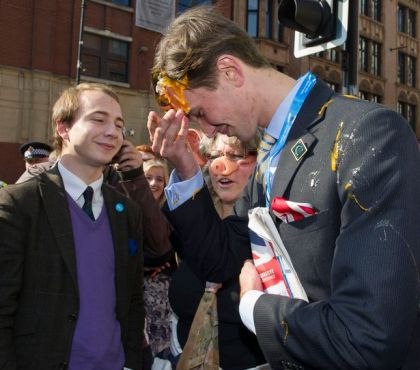 Tory Conference Protest Egged - 2