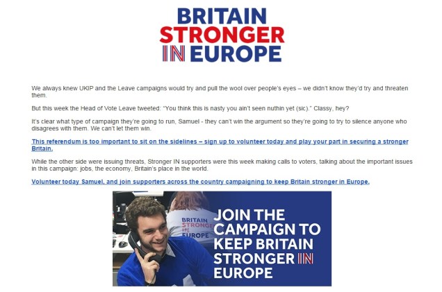 BSE - Britain Stronger in Europe - Crybabies