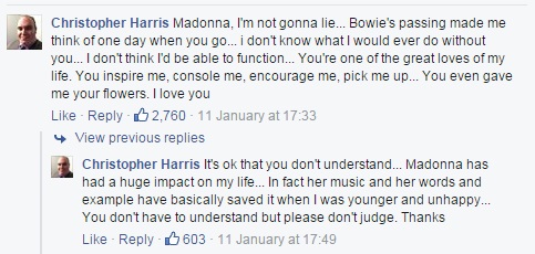 David Bowie Death - Madonna Reaction - Facebook