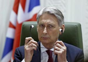 British Foreign Secretary Hammond attends a news conference in Riyadh