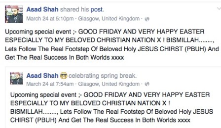 Asad Shah - Happy Easter message - Facebook - 2