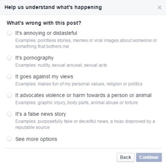 Facebook Report Post - Anti Free Speech