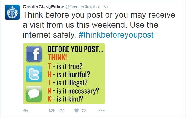Greater Glasgow Police - THINK - Social Media - Police State - Free Speech