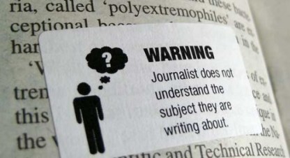 Warning - Journalist does not understand the subject they are writing about