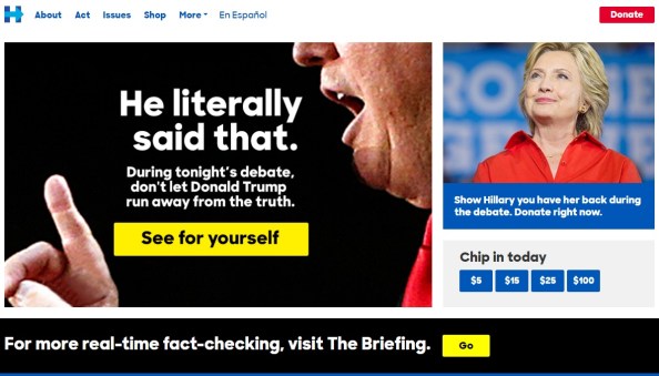 hillary-clinton-website-front-page-fact-check-presidential-debate