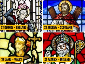 Patron Saints UK Britain - St George England - St Andrew Scotland - St David Wales - St Patrick Ireland