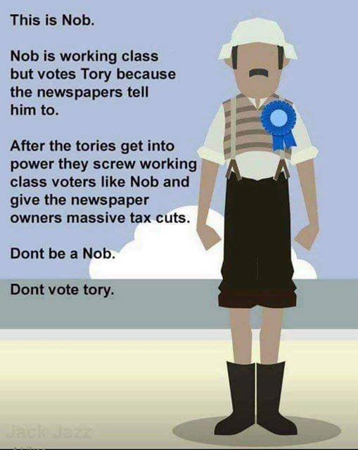 Dont be a Nob - Dont vote Tory - Working Class - Leftist sanctimony arrogance