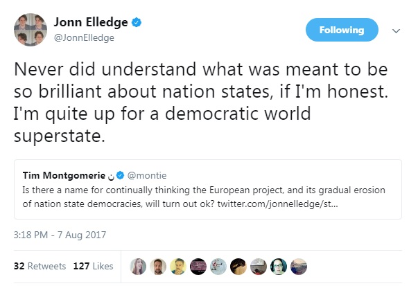 Jonn Elledge - Democratic World Superstate - Brexit