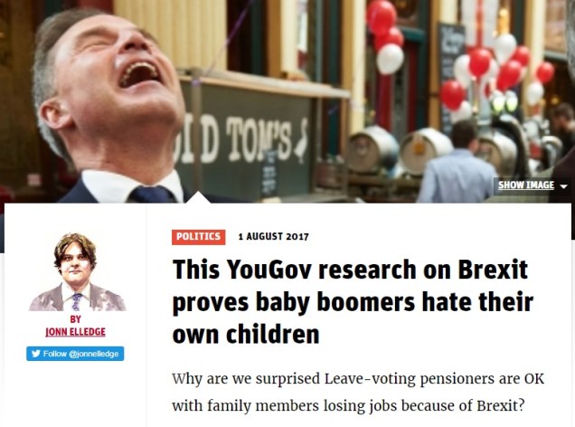 New Statesman hysteria - Brexit means baby boomers hate their own children