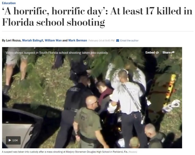 Mass Shooting - Marjory Stoneman Douglas High - Parkland Florida - Gun Control