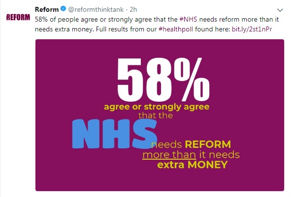 Reform think tank - NHS private non profit provision