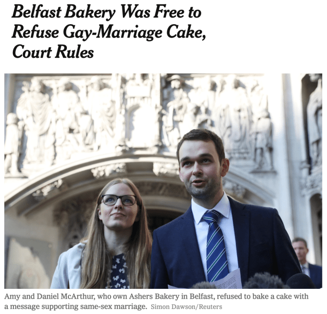 Asher Bakery Belfast gay marriage cake compelled speech